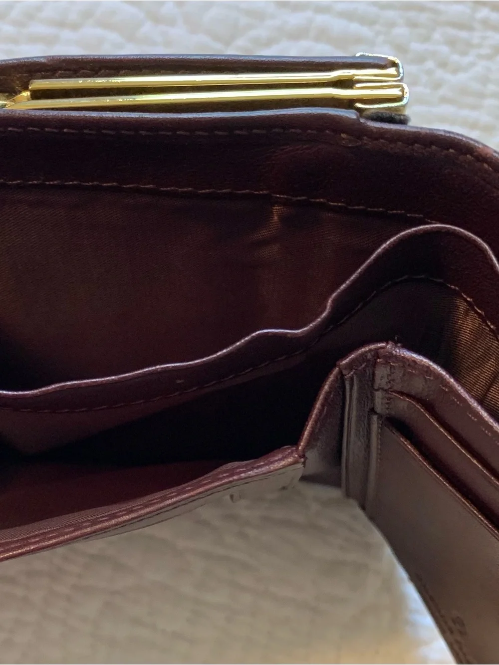 Vintage Etienne Aigner Smooth Leather Compact Trifold Wallet with Gold Logo